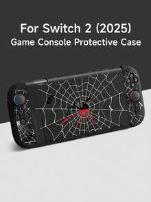 1pc Dark Spider Web Pattern Design Switch2 Game Console Protective Case, Compatible With New Switch2 (2025)/Switch NS/Switch OLED, TPU Soft Shell, Universal Controller Protective Cover, Switch Game Accessories Protective Case, Storage Bag, Anti-Drop, Anti-Slip, Anti-Scratch - Multicolor - View 2