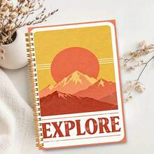 1pc Vintage Sunset A5 Lined Notebook, Back To School Supplies, Suitable For Daily Study Records, Student Learning Notes, Campus Essential, Notebook - A5 lined - View 6