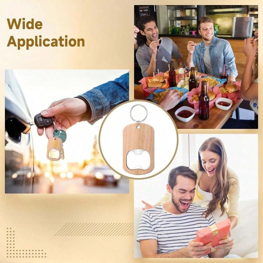 1pc Wooden Bottle Opener - Suitable For Opening Beer, Wine And Soda Bottles Common In Home Bar And Kitchen - Durable Handheld Design With Comfortable Grip - Perfect For Daily Use Or As A Gift - Multicolor - View 1