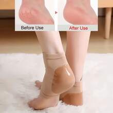 4 Pcs Moisturizing Heel Socks For Men And Women - Exfoliating And Softening Foot Pads, Fragrance-Free Breathable Anti-Cracking Socks, Beige And Black Options, Fitted Design To Relieve Heel Cracking, Soft And Comfortable Material - Multicolor - View 6