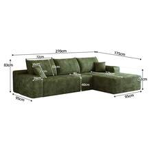 270cm Modular Chaise Lounge - Green 3 Seat Sofa Frame - Green 3 Seat - 查看 8