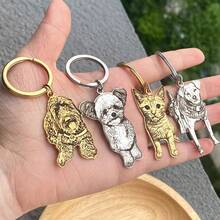 Gantungan Kunci Foto Kustom, Gantungan Kunci Potret Kucing dan Anjing Ukiran Pribadi dari Baja Tahan Karat, Buatan Tangan dari Foto Asli, Hadiah Kehilangan Hewan Peliharaan untuknya, Hadiah Natal, Perhiasan Peringatan Hewan Peliharaan untuk Keluarga - MultiWarna - View 3