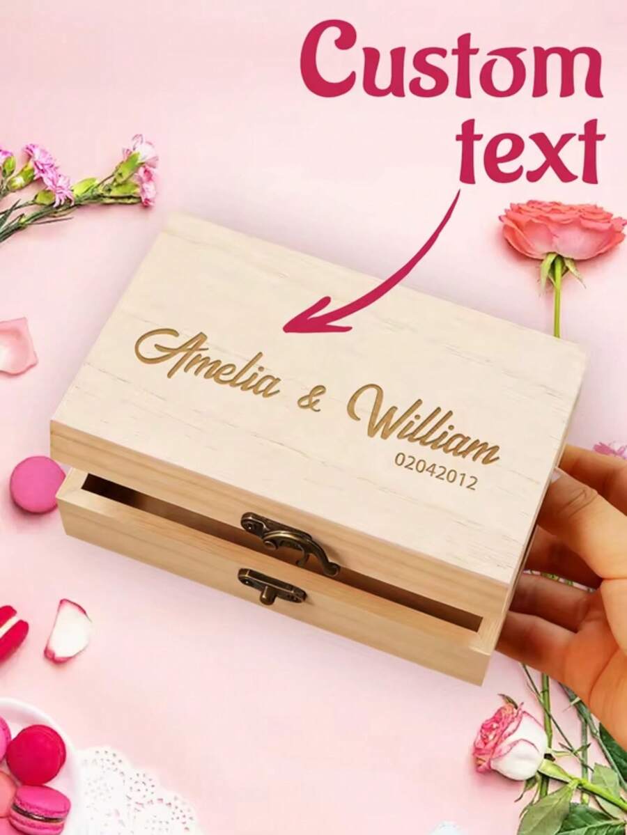 Kotak Kenangan dengan Nama Kustom, Kotak Penyimpanan Kayu yang Dipersonalisasi, Kotak Kenangan Kustom, Kotak Kayu, Kotak Kenangan Hari Raya, - MultiWarna - View 1
