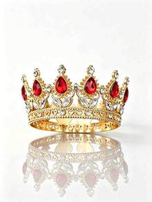 1pc Gold Bridal Crown Headpiece, Crystal Princess Tiara, High-End Wedding/Birthday Crown - Multicolor - View 6
