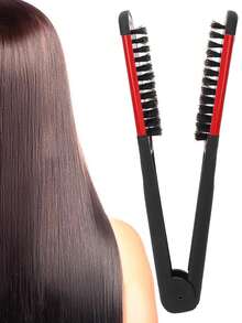 Styling Bristle Brush - Double Sided Hair Straightener Comb - Flat Iron Straightening Brush Comb For Smoothing And Styling Thick Curly Tangles Gently Remove - Multicolor - View 10