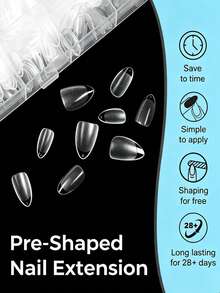 240pcs Almond Shaped Minimalist Fashion Transparent Press-On Nails, Semi-Matte Full Coverage Fake Nails Suitable For Women's Daily Life And Holiday Gatherings - Clear - View 6