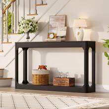 Coffee Table Black 140cm - Side Table With Storage Space - 黑色 - 查看 4