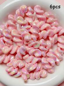 6pcs 15*30mm UV Solid Color Glow-In-The-Dark Wavy Spiral Straight Hole Acrylic Colorful Threaded Beads DIY Phone Chain Stringing Material Accessories - Threaded Beads - View 8