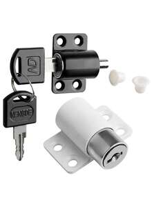 Window Lock, Sliding Door Lock, Safety Lock Clip Fixer Limiter, Sliding Door And Window Lock Set, Including 2 Keys - Durable Metal Material, Easy Installation, Safety Protection - A - View 4