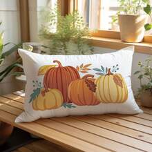 1pc Minimalist Autumn Watercolor Pumpkin Pillowcase, Skin-Friendly Peach Skin Velvet Material, Single-Sided Print 30*50/40*60CM, Suitable For Home Living Room Bedroom Sofa Decoration Cushion Cover, Autumn Harvest Pumpkin Theme Holiday Gift, No Pillow Insert - Multicolor - View 10