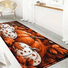 1pc Autumn Series Polka Dot White Pumpkin Orange Pumpkin Pattern Printed Faux Cashmere Surface TPR Bottom Door Mat, Bathroom Mat, Kitchen Mat, Laundry Room Mat, Holiday Atmosphere Decor, Home Decor, Party Decor, Wedding Decor, Dining Kitchen Decor - Multicolor - View 8