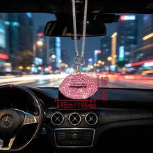 Exquisite Sparkling Car Interior Hanging Ornament Dudu Full Rhinestone Lips Rearview Mirror Elegant Pendant High-End Car Fashion Hanging Decoration Gift - Lips Car Hanging Ornament - View 5