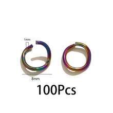 100 piezas de anillos abiertos de acero inoxidable, color degradado estilo punk para hacer joyas, accesorios DIY, conectores de anillos dobles abiertos - Degradado - Ver 7