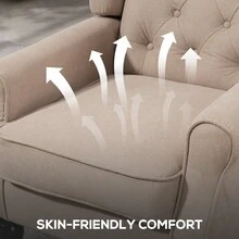 Sofa Bed Frame Wingback Accent Chair, Beige 1 Seat Frame - Retro Style - Beige 1 Seat - View 6