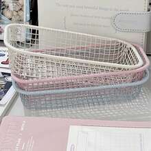 [Opening Season] Cream Style Ins Style Multi-Size Iron Storage Basket, Snack Storage, Essential For Desk Clutter, Colorful Matching, Multi-Functional Desk Office Supplies Student Supplies Storage Basket - Multicolor - View 5