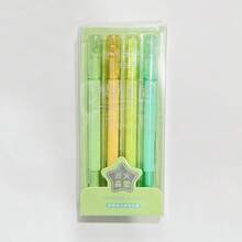 1 Box 4pcs Fine Glitter Pearlescent Fluorescent Highlighter Pen Set, 3-Color Quick-Dry No-Bleed, Student Textbook Key Point Marking, Planner, Hand Drawing, Glitter Marker Pens - Multicolor - View 6