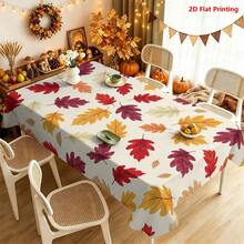 1/2pcs Autumn Tablecloth, Autumn Maple Leaf Watercolor Style Polyester Tablecloth Suitable For Dining Table, Kitchen, Coffee Table, Picnic, Camping, Country Farmhouse Decor, Holiday Tabletop Protection, Multi-Scenario Universal - Multicolor - View 15