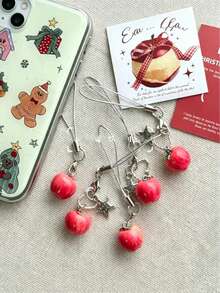 1pc 3D Apple Star Phone Charm, Cute Decor Pendant, Usable As Phone Lanyard And Bag Charm, Versatile Multi-Purpose Accessory - Multicolor - View 2