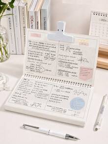 1pc Grid Paper Spiral Notebook, 25*17.5cm Graph Grid Journal With Note Block Area, 60 Sheets 120 Pages Stationery For Study Planning - Mesh Style - View 1