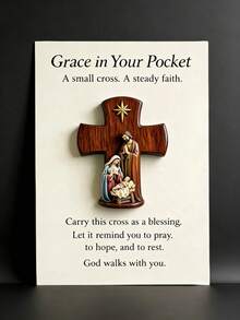 1/5/10pcs Jesus Cross Prayer Statue, One Statue Of Cross With Virgin Mary, Joseph And Jesus, Comes With Prayer Card, Inspirational Card Suitable For Christian Prayer Gift, Faith-Based Cross Gift - View 6