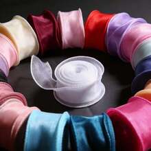 1 Roll 9m Hemmed Ribbon For Floral Arrangement Packaging, Bows, Gift Wrapping, Wedding, Holiday And Party Decoration - Multicolor - View 7