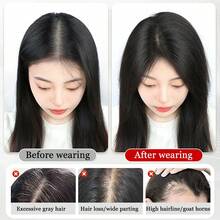 12Inch Clip‑In Synthetic Hair Topper For Women, Invisible Arc Top Hair Piece, Straight Wig Piece For Thinning Hair, Add Volume, Cover Grey Hair, Breathable Borderless Net Base - Multicolor - View 5