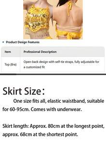 Belly Dance Halter Sequin Coin Crop Top Asymmetrical Flowy Mini Skirt Stage Show Dance Performance Outfit - Multicolor - View 11