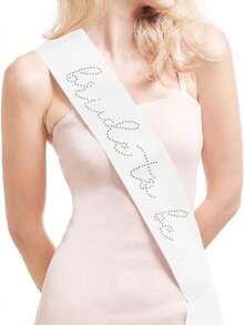 1pc Rhinestone Bride-To-Be Sash, Bridal Shower Party Bachelorette Photo Prop - White - View 12