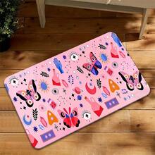 1pc Flannel Butterfly And Zodiac Pattern Doormat, Non-Slip Machine Washable Fade-Resistant Rug, Soft Comfortable High Quality, Suitable For Living Room Bedroom Kitchen Laundry Room Office Game Room Tapestry Yoga Mat, Home Aestheti - Multicolor - View 3