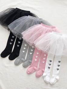1pc Kids Tights With Skirt, Simple And Cute, Suitable For Baby Girls Daily Wear - Multicolor - View 9