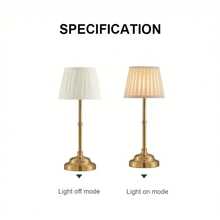 1PC Vintage Art Table Lamp With Fabric Lampshade - Touch Control, Dimmable Metal Bedside Lamp, Suitable For Living Room, Study And Home Decor - Fabric Metal Table Lamp - View 7