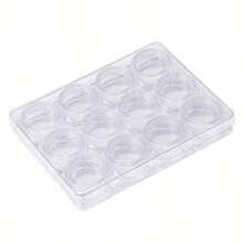 1pc Transparent Plastic 12-Compartment Storage Box, Suitable For Nail Accessories, Dried Flowers & Glitter, Multi-Functional Small Round Bottle Organizer, Large Capacity Jewelry Container, Clear Design Nail Organizer Box. - Multicolor - View 4