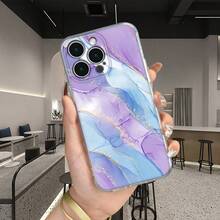 1 pieza Funda de teléfono minimalista con patrón de mármol de concha, alta transparencia, anti-caídas, anti-rayones, anti-huellas, carcasa suave de TPU transparente, protección de lente de cámara compatible con Apple, Nothing, Pixel, cubierta protectora - Multicolor - Ver 2