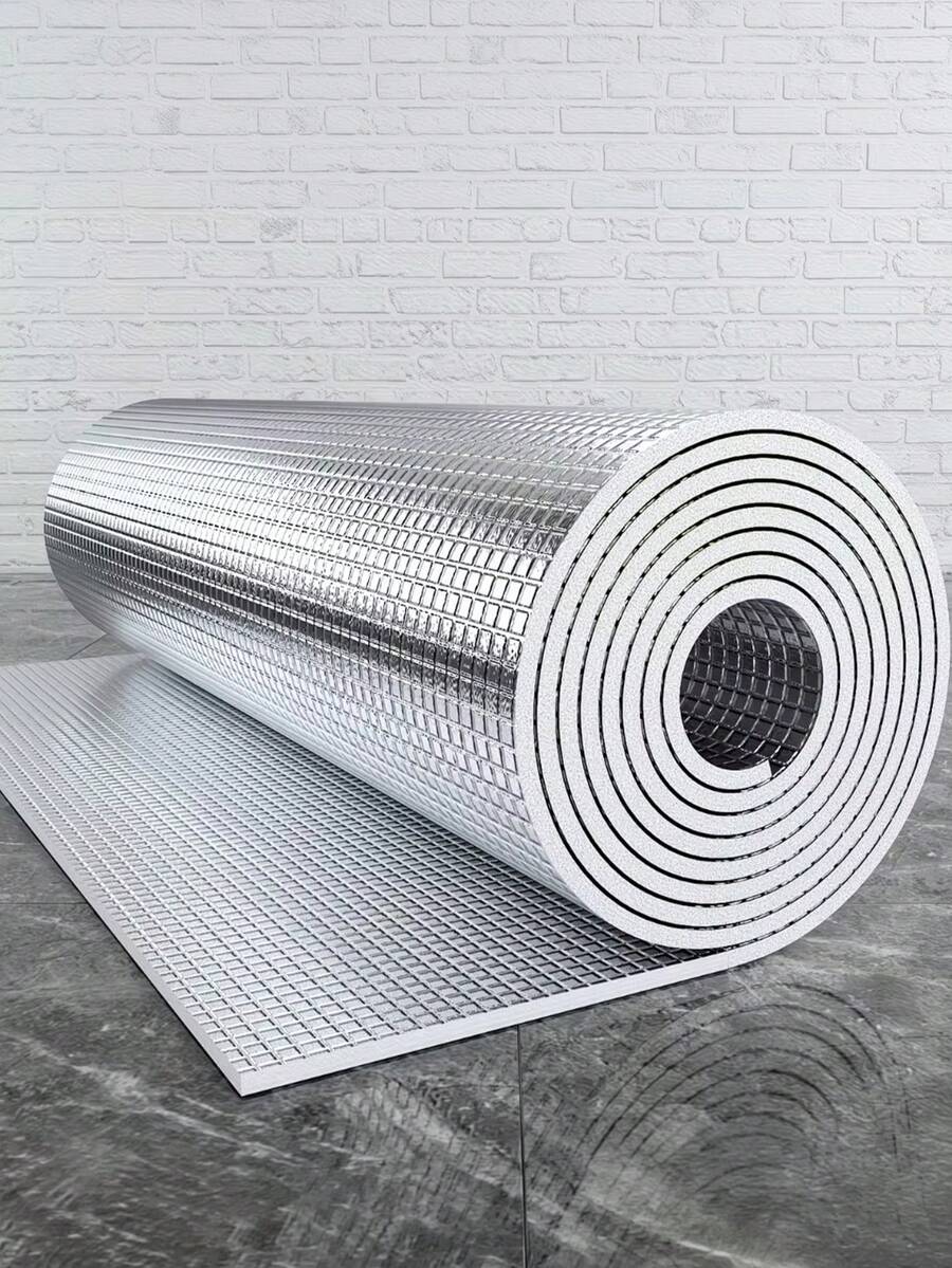 Double-Sided Aluminum Foil Insulation Roll, Thickened EPE Foam Thermal Barrier And Sound-Deadening Mat, Moisture-Resistant And DIY Cuttable For Roofs, Walls, Windows, Garages And RVs - Embossed Foil - View 1