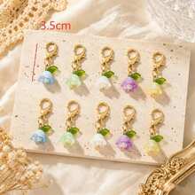 5pcs/10pcs/15pcs Women's 3D Lily Of The Valley Flower & Leaf Pendant Phone Keychain, Fresh Style Backpack Charm, Bag & Key Hanger - Multicolor - View 8