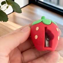 1pc/2pcs/4pcs Cute Strawberry Shaped Pencil Sharpener, Kawaii Style Colorful Pencil Sharpener, Compact Handheld Pencil Sharpener, Fruit Shaped Manual Pencil Sharpener, Office Home School Supplies Accessory - Strawberry 4-pack - View 5