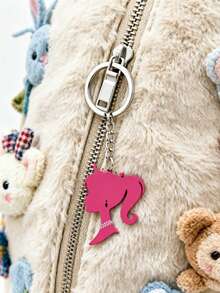 Chaveiro Acrílico com Silhueta de Coroa, Pingente de Anel de Chave Plano 2D com Padrão de Perfil de Princesa Rosa, Charm de Bolsa Portátil de 5cm, Acessório de Chave Leve e Durável, Decoração de Bolsa e Chave de Carro da Moda, Acessório Diário, Presente Doce para Mulheres - Vários estilos - Visão 4