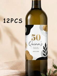 12pcs Personalized Modern Customized Wine Bottle Label Stickers, Modern Editorial Style Bottle Labels, Customized Text Adult Celebration Gift, Home Decor & Gift, Personalized Gift, Adult High-End Design, Personalized Party Favor - Multicolor 3 - View 16