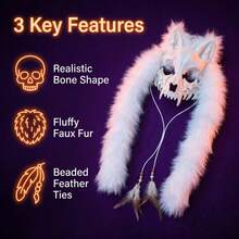 1pc Plush Wolf Skull Shaped Costume Mask, Halloween Cosplay Mask - View 7
