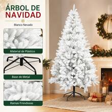 White Artificial Christmas Tree 240cm With 1200 Branch Tips And Metal Base, Large 135x240cm Holiday Indoor Decoration - 白色 - 查看 6
