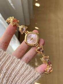 1pc Women's Quartz Watch Bead Style Fashionable And Exquisite Temperament Suitable For Daily Matching Birthday/Graduation Gifts Casual Gatherings - Gold - View 1