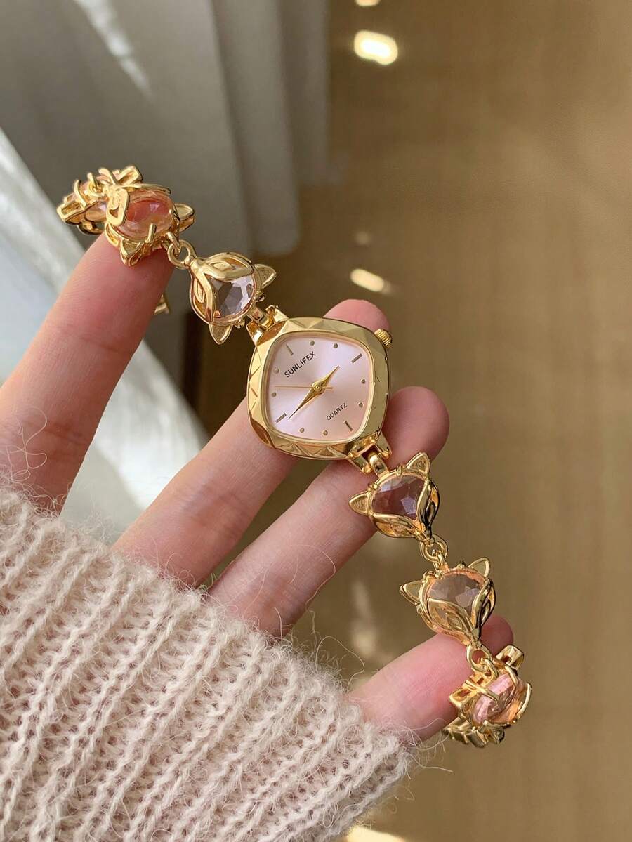 1pc Women's Quartz Watch Bead Style Fashionable And Exquisite Temperament Suitable For Daily Matching Birthday/Graduation Gifts Casual Gatherings - Gold - View 1