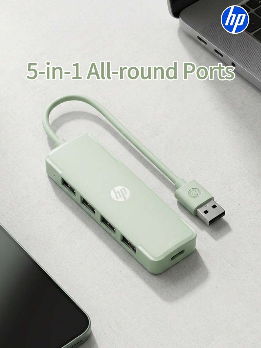هدية العودة إلى المدرسة----محطة إرساء HP 4-في-1، DHC-CT100D، USB-A 2.0، (أحمر وأخضر)، 1-إلى-4، USB2.0*4، Type-C*1، نقل ملفات عالي الكفاءة، محطة إرساء متعددة الوظائف محمولة