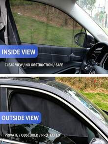 1/2pcs Magnetic Double Layer Car Rear Side Window Sunshade, Full Privacy / Semi-Blackout Options, Front & Rear Window Sun Protection Curtain; Magnetic Double Layer Car Window Sunshade, Achieves Full Blackout Privacy Or Semi-Blackout Effect, Fits Side Windows & Rear Windshield - Multicolor - View 6