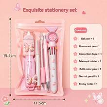 1 Set New Dreamy Butterfly Stationery Set, Multi-Functional Learning Supplies, Student Class Reward Gift Prize - Multicolor - View 2