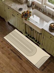 1pc Minimalist Curved Line Diatom Mud Kitchen Mat, Rubber Non-Slip Bottom Oil-Resistant Water-Absorbent, 3.5mm Trimmable, Modern Style Carpet, Suitable For Kitchen, Bathroom, Entryway - Multicolor - View 14