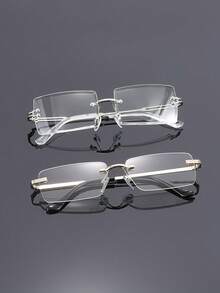 2 Pairs Men's Retro Geometric Frame Clear Lens Glasses, Fashion Basic Style, Suitable For Street Photography, Daily Life, Back To School Essentials, Fits All Face Shapes - Transparent 1 - View 16