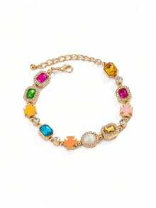 Minimalist Multi-Color Rhinestone Inlaid Hip Hop Cross Pendant Necklace, Suitable For Party, Streetwear And Holiday Wear - Multicolor - View 10