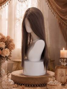 alicegarden 28 Inch Lace Front Wig, Natural Straight Hair, Stunning Brown Color, Middle Part Design, Suitable For Women's Daily Wear, Party, Cosplay, Natural And Durable Wig Gift, Halloween - Brown - View 5
