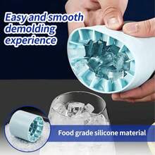 1pc Pink Silicone Portable Ice Mold, Cylindrical 3D Ice Cube Maker, Easy-Release Silicone Ice Tray, Multi-Compartment Design, Minimalist Bucket Shape, With Lid, Reusable, Suitable For Home, Bar, Club And Outdoor Use. - Multicolor - View 2